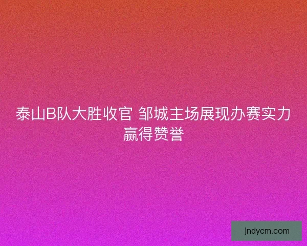 泰山B队大胜收官 邹城主场展现办赛实力赢得赞誉